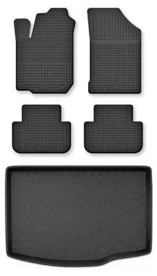 Productafbeelding van Rubberen automatten + kofferbakmat voor SsangYong Tivoli Grand vanaf 2024 (SUV) – 5-delig, zwart, op maat – Wielganizator Semi-Universal