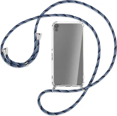 Produktbild von Handykette Backcover-Schutzhülle mit Band (Metall silberfarben) für Sony Xperia XA - Blautöne