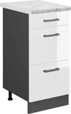 Produktbild von Küchenunterschrank Vicco R-Line Weiß Hochglanz 40 cm AP Marmor, Model 45833