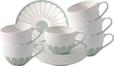 Produktbild von Villeroy & Boch Fleur Vert Kaffeetasse mit Untertasse 160 ml 6er Set