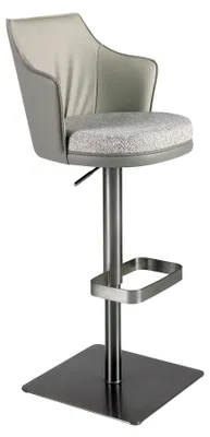 Image de Tabouret pivotant en tissu gris chiné et similicuir gris foncé 4231