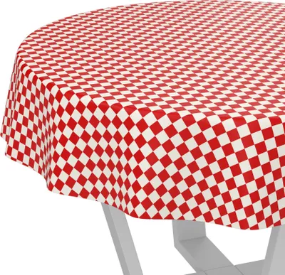 Produktbild von Tischdecke oldscool Karo Rot Rund 100cm Schnittkante Wachstuch abwaschbar
