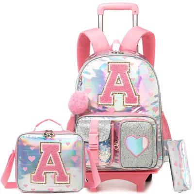 Image de Sac à dos pour filles avec roulettes et boîte à lunch