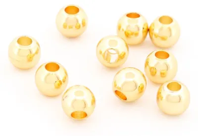 Produktbild von Vintageparts Zwischenperlen 4 mm aus Messing mit 18K Goldbeschichtung 10 Stück
