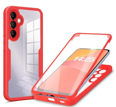 Produktbild von 360 Grad Rundum Schutz Handyhülle für Samsung Galaxy A35 5G Full Cover Vollschutz Case Farbe: Rot