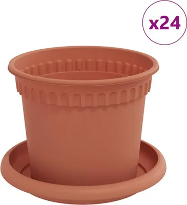 Produktbild von Blumentöpfe 24 pcs Ziegelrot Ø 12,5 x 10 cm Kunststoff
