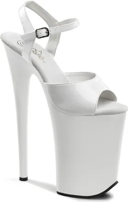 Produktbild von INFINITY-909 Pleaser hohe Damen High Heels Plateau Sandaletten weiss Lack