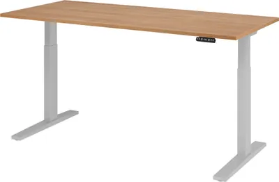 Produktbild von bümö Schreibtisch elektrisch XMKA - Gestell: Silber, Nachbildung: Nussbaum, Größe:  180 x 80 cm