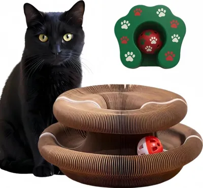 Produktbild von INF Akkordeon Katzenkratzer mit Glöckchen - Interaktives Katzenspielzeug