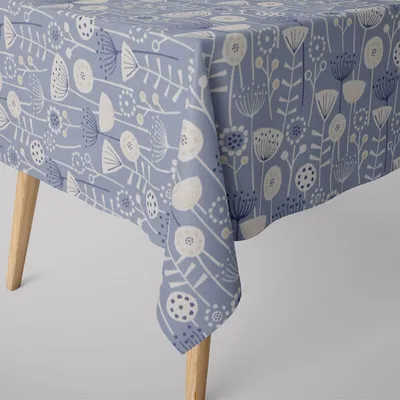Produktbild von SCHÖNER LEBEN. Tischdecke Fryett`s Halbpanama Blumen abstrakt blau Größe 130x200cm