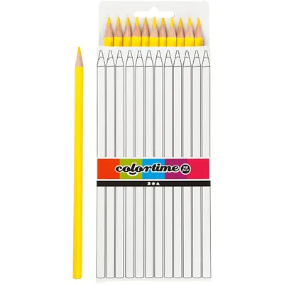 Produktbild von Colortime Buntstifte, Mine: 3 mm, L 17 cm, Gelb, Basic, 12Stck.