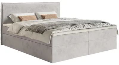 Obrázok produktu pre Selsey Softie - posteľ s pružinovou posteľou 160x200 cm s topperom a úložným priestorom, vodoodpudivý velúr, svetlosivá