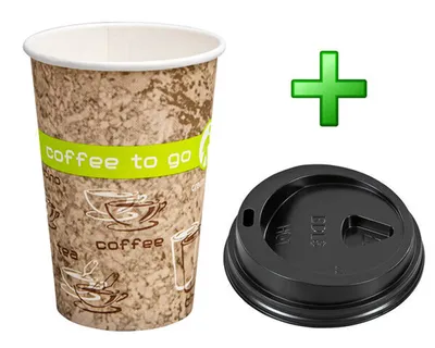 Produktbild von 100x Kaffeebecher Coffee ToGo COFFEE DREAMS mit Deckel schwarz 10oz. 250 ml