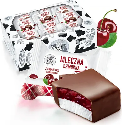 Imagen del producto de Flying Cow, Caramelos "Nube de Leche" con sabor a cereza y gelatina, 1 kg