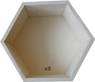 Produktbild von 5 sechseckige Holzregale 27 x 23,5 x 10 cm
