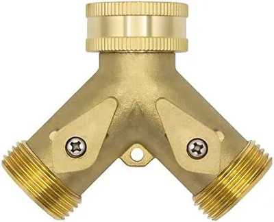 Produktbild von 2-Wege Y-Verteilerstück 10964, 3/4" AG, Messing, mit Absperrhähnen
