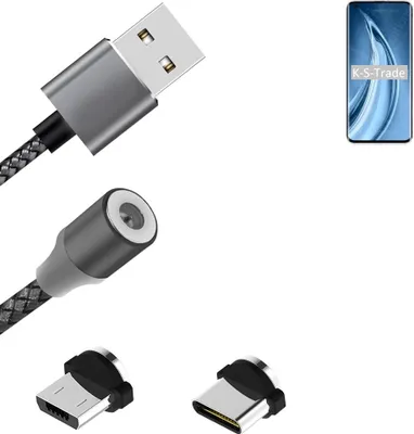 Produktbild von K-S-Trade Hochwertiges Magnet-Lade-kabel Sync-Kabel Daten-Kabel für Xiaomi Mi 10s mit USB-Typ-C-Anschluss und Micro-USB-Anschluss 2A bis zu 480mbps
