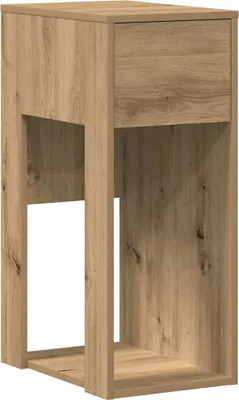 Image de Support de tour d'ordinateur tiroir chêne artisanal 30x44x74 cm