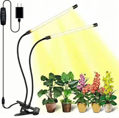 Obrázek produktu pro Pokojová lampa na rostliny, plné spektrum 6000K s červenými LED diodami, 5 nastavitelných úrovní jasu, automatické vypnutí po 3/6/12 hodinách
