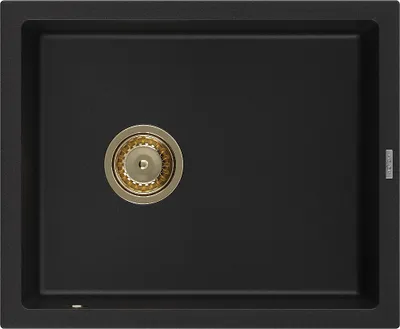 Zdjęcie produktu dla Mexen Pedro zlewozmywak granitowy 1-komorowy 560 x 460 mm, czarny, syfon złoty - 6508561000-77-G