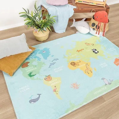Zdjęcie produktu dla Volero - Dywan dziecięcy - Globe Jasnoniebieski - 80x150 cm