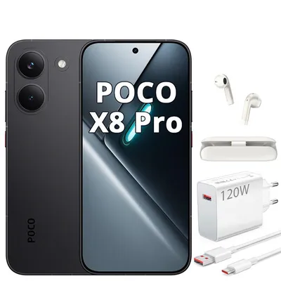 Produktbild von XIAOMI POCO X8 Pro 5G 12GB 512GB Smartphone Schwarz 6500mAh 120Hz mit 120W Ladegerät und Kopfhörern