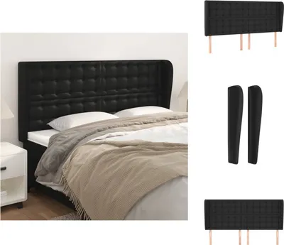 Produktbild von vidaXL Kopfteil mit Ohren Schwarz 183x23x118/128 cm Kunstleder -  Kopf- & Fußenden