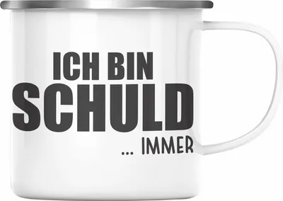 Produktbild von Trendation -  Ich Bin Schuld IMMER Lustige BüroEmaille Tasse mit Spruch für Kollege Kollegin Büro Emaille Tasse Arbeit (Silber)