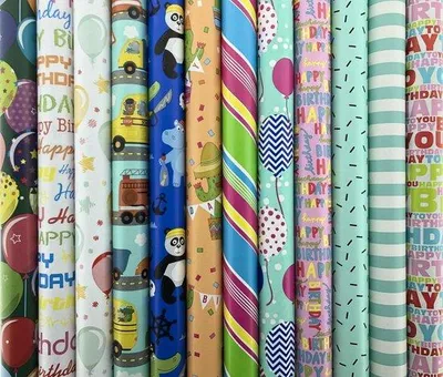 Productafbeelding van Assortiment luxe cadeaupapier inpakpapier voor kinderen CH1 - 70 cm x 2 meter per rol - 5 rollen