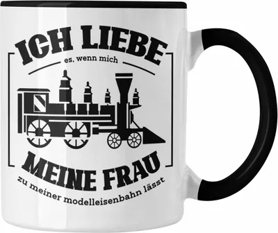 Produktbild von Trendation - Lustige Modelleisenbahn Tasse Geschenk für Eisenbahner (Schwarz)