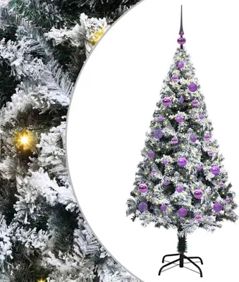 Productafbeelding van Kunstkerstboom met 150 LED-lampjes, inclusief voet, wit, 150 cm