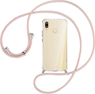 Produktbild von Handykette Backcover-Schutzhülle mit Band (Metall silberfarben) für Huawei P20 lite - roségold