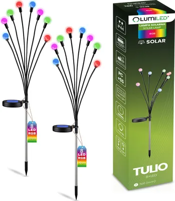 Zdjęcie produktu dla 2x Lampa Solarna Ogrodowa LED TULIO Wbijana Dekoracyjna Dmuchawiec Kuleczki RGB LUMILED