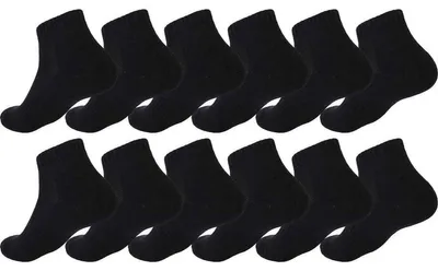 Produktbild von 12 Paar Sport Frottee Sneaker Socken Herren Damen Quarter Socks Kurzsocken Halbsocken Baumwolle 12 Paar, Schwarz/31-34