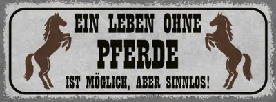 Produktbild von vianmo Holzschild 10x27 cm Leben ohne Pferde sinnlos Tier Haustier