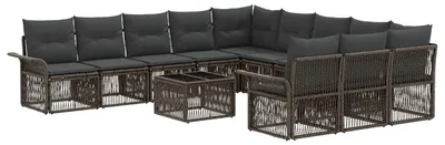 Immagine prodotto di vidaXL Set di divani da giardino, 12 pezzi, grigio, in rattan sintetico