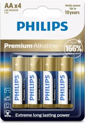 Obrázek produktu pro Philips Premium Alkaline Baterie LR03M4B/10, Baterie na jedno použití, AAA, Alkalický, 1,5 V, 4 kusů, Cd (kadmium), Hg (rtuť), Pb (olovo)