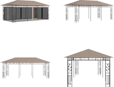 Obrázek produktu pro vidaXL Pavilon s moskytiérou 6x3x2,73 m Taupe 180 g/m² - Zahradní altán - Zahradní altány - Pavilony - Altány - Pavilony