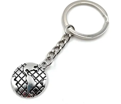 Produktbild von Onwomania Welt Weltkugel Erdball Schlüsselanhänger Metall Glücksbringer in Alu Geschenkbox, ideal zum Verschenken