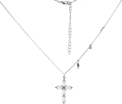 Produktbild von Ankerkette aus 925 Silber mit einem Kreuzanhänger und Opalen