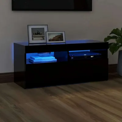 Produktbild von TV-Schrank mit LED-Leuchten Schwarz 90x35x40 cm , TV-Schränke Design 2024