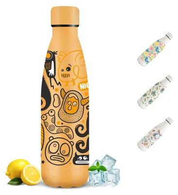 Obrázok produktu pre Nerezová fľaša na vodu Mulbijeo, detská fľaša na vodu, 500 ml, bez BPA, termofľaša
