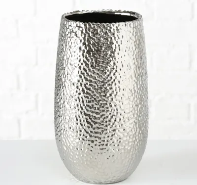 Immagine prodotto di Boltze Vase Lajos (Farbe Silber, Höhe 31 cm, Blumentopf, Metallic-Optik) 5339500