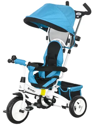 Produktbild von HOMCOM 6-in-1 Dreirad mit Schubstange, Kinderdreirad mit abnehmbarem Sonnendach