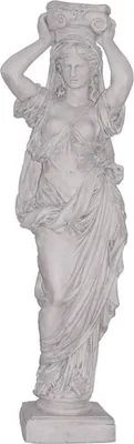 Produktbild von Casa Padrino Luxus Jugendstil Deko Skulptur Dame Grau 46 x 30 x H. 146 cm - Prunkvolle Keramik Statue - Handgefertigte Deko Figur - Garten & Terrassen Deko Accessoires