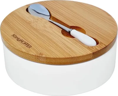 Image de Sucrier céramique 350ml avec cuillère KonigHOFFER 4233 Sucrier blanc