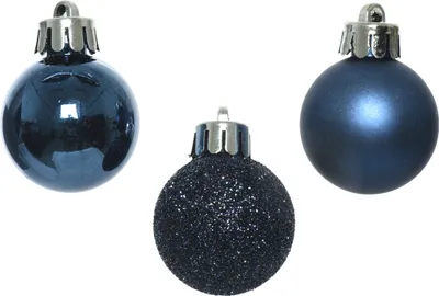 Produktbild von Weihnachtskugeln Kunststoff 3cm 14er Set - Nachtblau