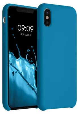 Produktbild von kwmobile Handyhülle für Apple iPhone X Hülle - Case Silikon - Kabelloses Laden - Schutzhülle Cover in Karibikblau