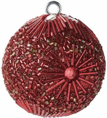 Immagine prodotto di Gift Company Opium Weihnachtskugel, Blumenmuster, Perlen, Christbaumkugel, Baumschmuck, Glas / Acryl / Kunststoff, Rot, Ø 6 cm, 1075301003