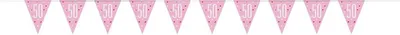 Produktbild von Wimpelkette rosa & silber Zahl 50